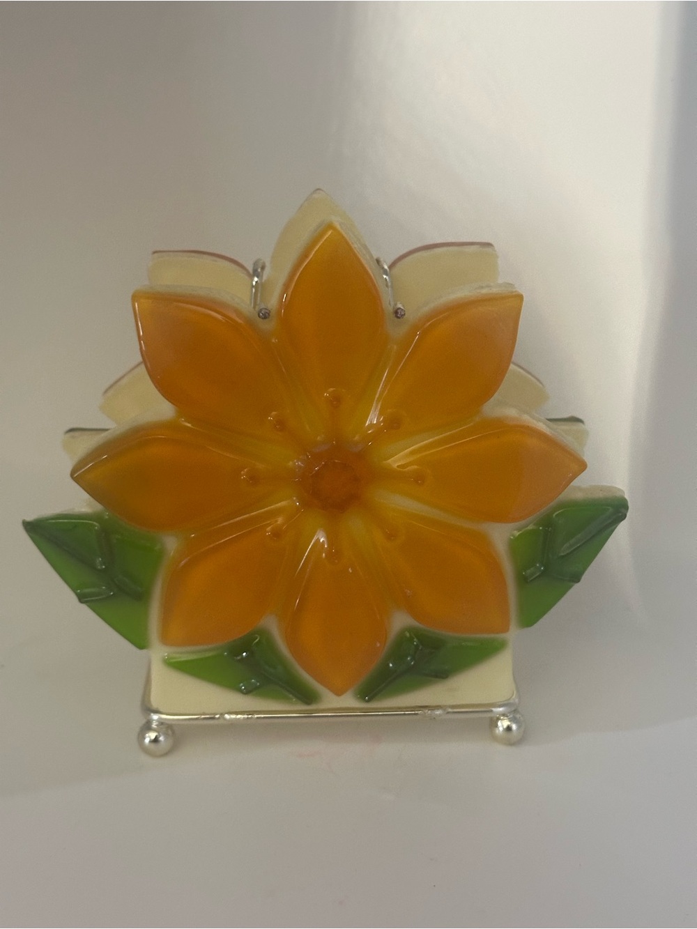 Vintage lucite flower napkins holder with metal
